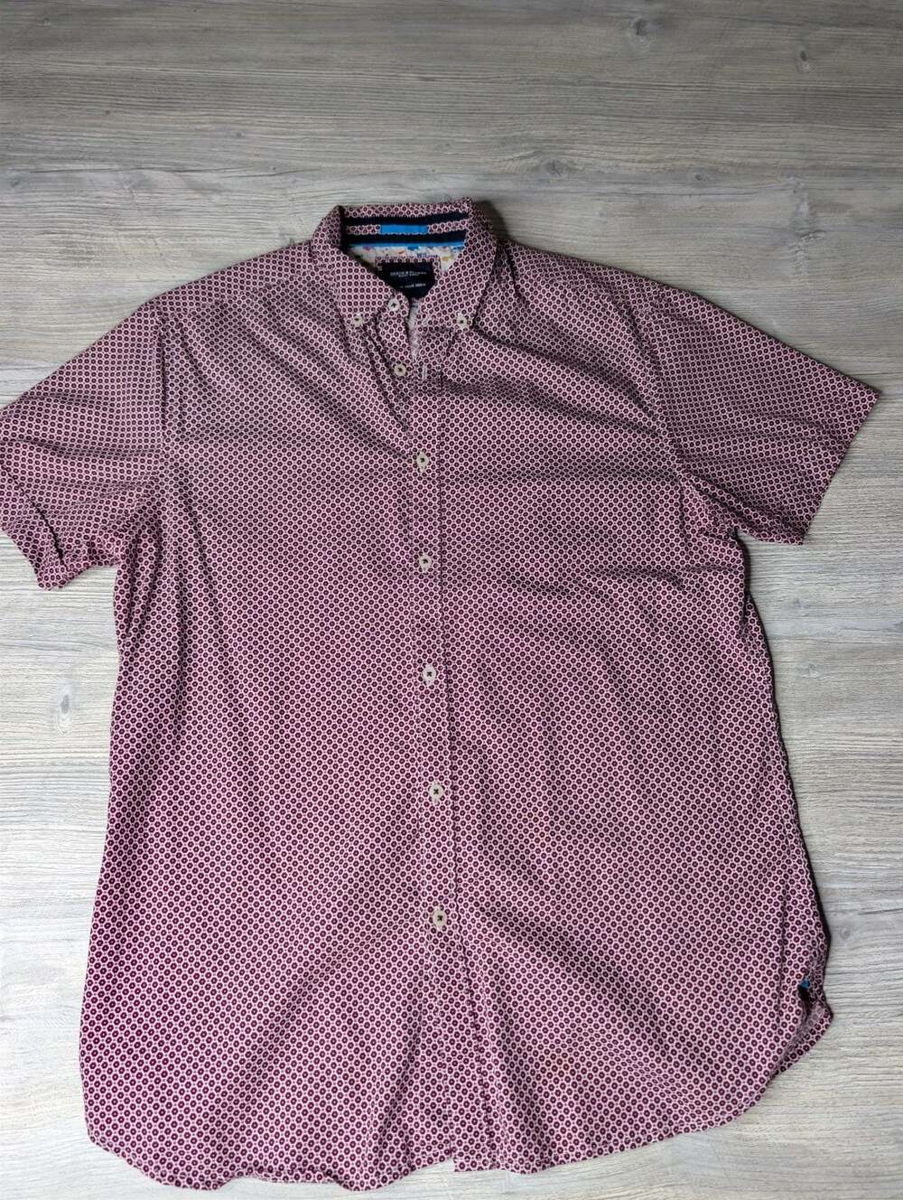 Denim &‎ Flower Ricky Singh Burgundy Geometric Print Short Sleeve